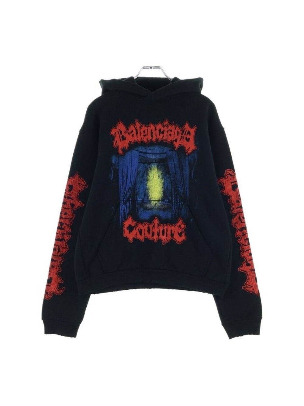 Balenciaga 26 SS Medium Fit Hoodie Graphic Print Pullover Black